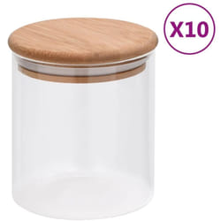 vidaXL Pots de conservation en verre couvercle en bambou 10 pcs 600 ml