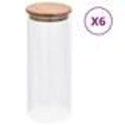 vidaXL Pots de conservation en verre couvercle en bambou 6 pcs 1000 ml