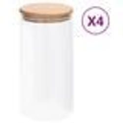 vidaXL Pots de conservation en verre couvercle en bambou 4 pcs 1200 ml