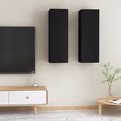 vidaXL Meubles TV 2 pcs Noir 30,5x30x90 cm Bois d’ingénierie - TU