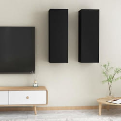 vidaXL Meubles TV 2 pcs Noir 30,5x30x90 cm Bois d’ingénierie - TU