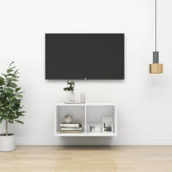 vidaXL Meuble TV mural Blanc 37x37x72 cm Bois d'ingénierie - TU