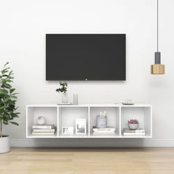 vidaXL Meuble TV mural Blanc 37x37x142,5 cm Bois d'ingénierie - TU