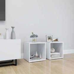 vidaXL Meubles TV 2 pcs Blanc 37x35x37 cm Bois d'ingénierie