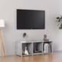 vidaXL Meuble TV gris béton 107x35x37 cm bois d’ingénierie - TU