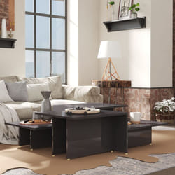 Table basse 2 pcs Gris brillant 111,5x50x33cm Bois d'ingénierie