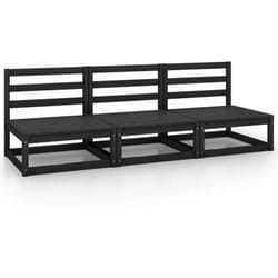 Vidaxl - Canapés centraux de jardin 3 pcs Noir Bois de pin massif