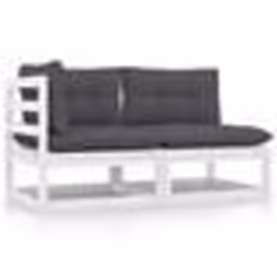 vidaXL Salon de jardin 2 pcs avec coussins Blanc Bois de pin massif - TU