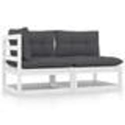 vidaXL Salon de jardin 2 pcs avec coussins Blanc Bois de pin massif - TU