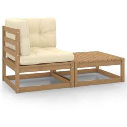 Vidaxl - Salon de jardin 2 pcs avec coussins Marron miel Bois de pin