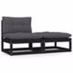 vidaXL Salon de jardin 2 pcs avec coussins Noir Bois de pin massif - TU
