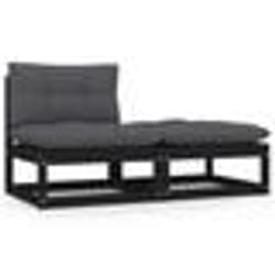 vidaXL Salon de jardin 2 pcs avec coussins Noir Bois de pin massif - TU