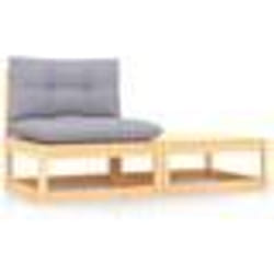 vidaXL Salon de jardin 2 pcs avec coussins Bois de pin massif - TU