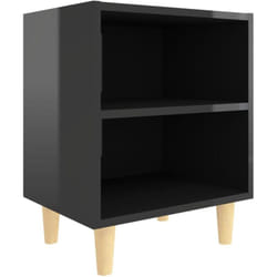 Table de chevet avec pieds en bois Noir brillant 40x30x50 cm Vidaxl