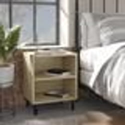 vidaXL Table de chevet avec pieds en métal chêne sonoma 40x30x50 cm - TU