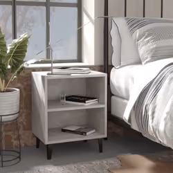 vidaXL Table de chevet avec pieds en métal gris béton 40x30x50 cm - TU