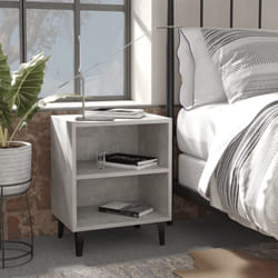 vidaXL Table de chevet avec pieds en métal gris béton 40x30x50 cm - TU