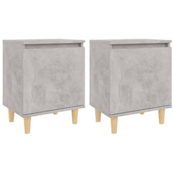 Tables de chevet avec pieds en bois 2 pcs Gris béton 40x30x50cm vidaXL