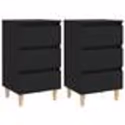 vidaXL Tables de chevet avec pieds en bois 2 pcs noir 40x35x69 cm - TU