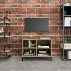 vidaXL Meuble TV avec pieds en métal Chêne sonoma 69,5x30x50 cm - TU