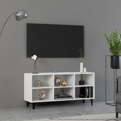 Meuble TV avec pieds en métal Blanc 103,5x30x50 cm