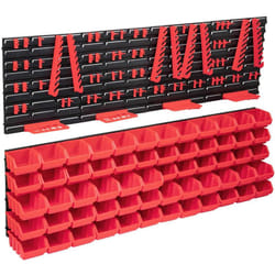 Kit de bacs de stockage et panneaux muraux 136pcs rouge et noir Vidaxl