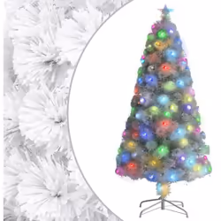 Éclairage festif à fibre optique L'Arbre de Noël VIDAXL 120 cm blanc pré-éclairé captive par son éclairage à fibre optique mu ...