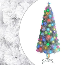 vidaXL Arbre de Noël artificiel pré-éclairé blanc 210 cm fibre optique - TU