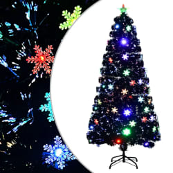 vidaXL Sapin de Noël avec flocons LED - 150 cm Noir