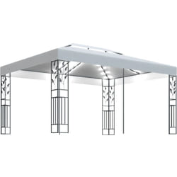 Vidaxl - Tonnelle avec double toit et lumières led 3x4 m Blanc