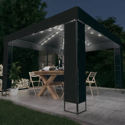 Vidaxl - Tonnelle avec double toit et lumières led 3x3 m Anthracite