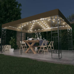 Vidaxl - Tonnelle avec double toit et lumières led 3x4 m Taupe