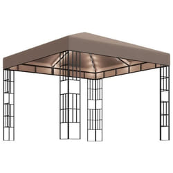 vidaXL Tonnelle avec guirlande lumineuse à LED 3x3 m Taupe - TU