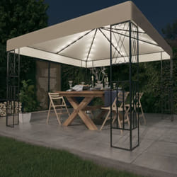 Vidaxl - Tonnelle avec guirlande lumineuse à led 3x3 m Crème Tissu
