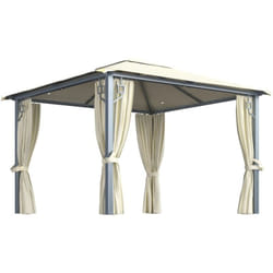 vidaXL Tonnelle avec rideau et lumières LED 3x3 m Crème Aluminium