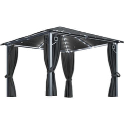 Vidaxl - Tonnelle avec rideau et lumières led 3x3 m Anthracite Aluminium