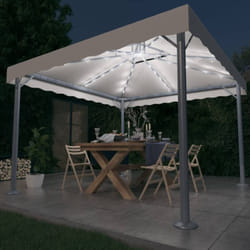 Vidaxl - Tonnelle avec guirlande lumineuse led 300x300cm Crème Aluminium