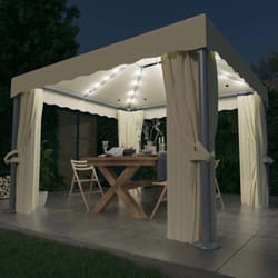 Vidaxl - Tonnelle et rideau et guirlande lumineuse led 3x3 m Blanc crème