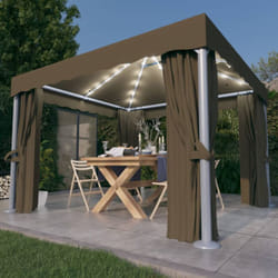 Vidaxl - Tonnelle avec rideau et guirlande lumineuse à led 3x3 m Taupe