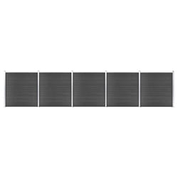 vidaXL Ensemble de panneau de clôture WPC 872x186 cm Noir - TU