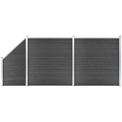 Vidaxl - Ensemble de panneau de clôture wpc 446x(105-186) cm Noir