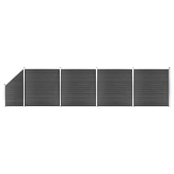 vidaXL Ensemble de panneau de clôture WPC 792x(105-186) cm Noir - TU