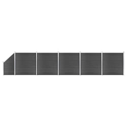 vidaXL Ensemble de panneau de clôture WPC 965x(105-186) cm Noir - TU