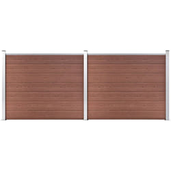 Ensemble de panneau de clôture wpc 353x146 cm Marron