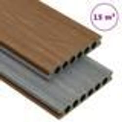 vidaXL Panneaux de terrasse et accessoires WPC Marron/gris 15 m² 4 m