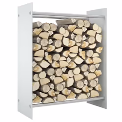 vidaXL Portant de bois de chauffage Blanc 80x35x100 cm Verre trempé