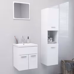Avec cet élégant ensemble de meubles de salle de bain, vous pouvez créer un espace de rangement supplémentaire pour votre sal ...