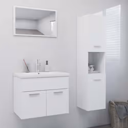 Avec cet ensemble de meubles de salle de bain, vous pouvez créer un espace de rangement supplémentaire pour votre salle de ba ...