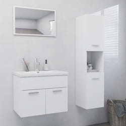 Ensemble de meubles de salle de bain blanc bois d'ingénierie Vidaxl