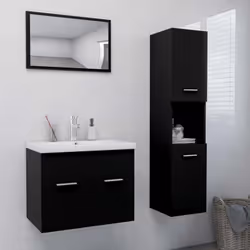 Avec cet ensemble de meubles de salle de bain, vous pouvez créer un espace de rangement supplémentaire pour votre salle de ba ...